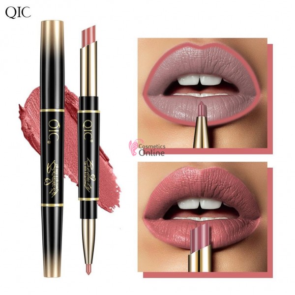Ruj solid pentru buze si creion pentru contur 2 in1 QIC Beauty Lip Liner Cod 14 Salmon